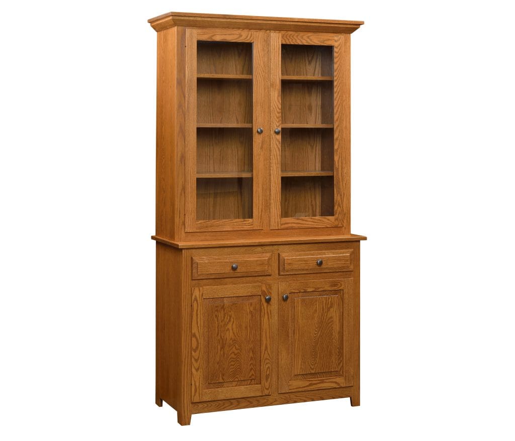 Columbia Two Door Hutch made with natural wood stain, 4 cabinets, and 2 drawers.