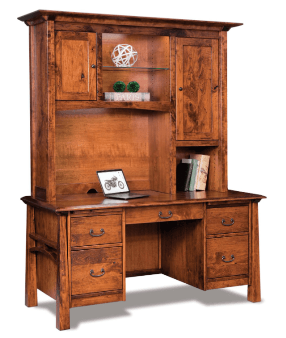 Artesa Double Pedestal Desk with Hutch Top