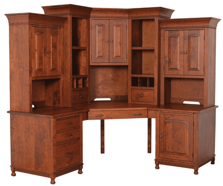 Henry Stephens Corner Office Desk with six drawers and four cabinets