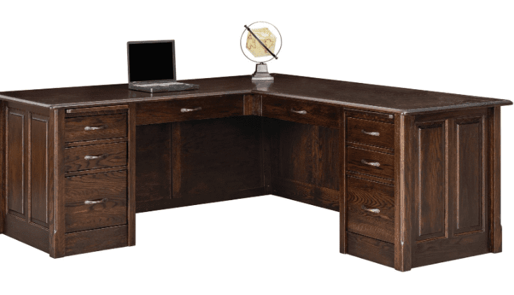 Victorian l-desk with eight drawers